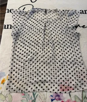 EGO Women's Polka-Dot Top with Pleated Shoulders Size L thumbnail 1