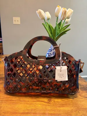 NWT Chic Brown Tortoise Shell Jelly Crossbody Handbag 2-in-1 Chic Summer Tote thumbnail 10