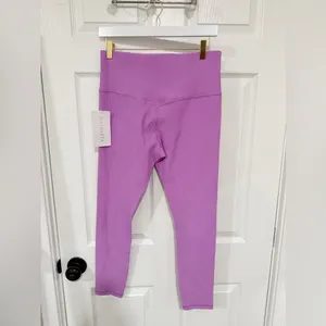 Athleta NWT Purple Fitness Ribbed Elation Gym Yoga Large UV Wicking Leggings thumbnail 8