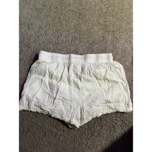 Kensie Cream Gauze Drawstring Shorts Pom Pom Trim‎ Pockets Womens Large thumbnail 4