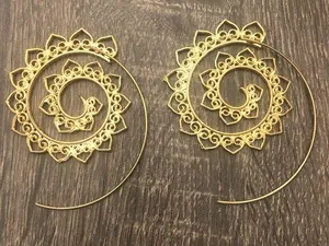 Womens fashion gold-plated heart spiral swirl earimgs thumbnail 1