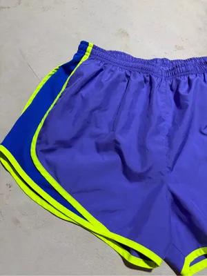 Nike Women's Purple and blue Running Shorts with Neon Trim large thumbnail 2