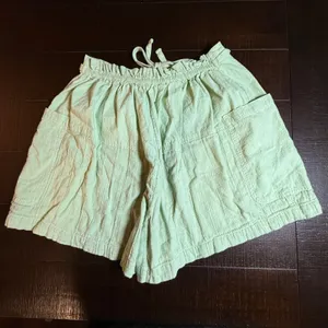 Free People Mint Green Cotton Gauze Drawstring Shorts S 27" Relaxed Boho Summer thumbnail 6