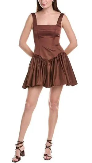 WEWOREWHAT, Bubble Skirt Corset Mini, Chocolate, Duchess Satin, 2 NWT thumbnail 1