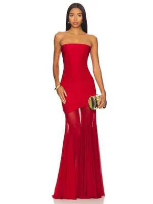 DEME by Gabriella Dahlia Strapless Dress in Maroon S thumbnail 3