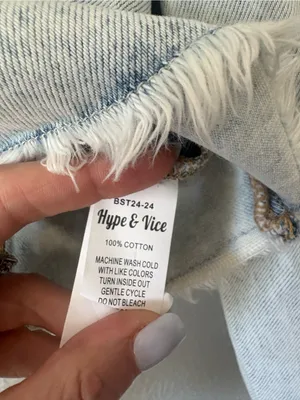 Hype & Vice West Virginia WVU Cropped Denim Jean Jacket XL NWT Damaged New Game thumbnail 6
