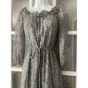 Anthropologie Blue Floral Kira Smocked Off The Shoulder Boho Peasant Dress thumbnail 9