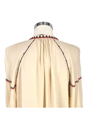 Magali Pascal Alexi Blouse Natural Boho Embroidered Cuff Peasant Top Size Large thumbnail 10