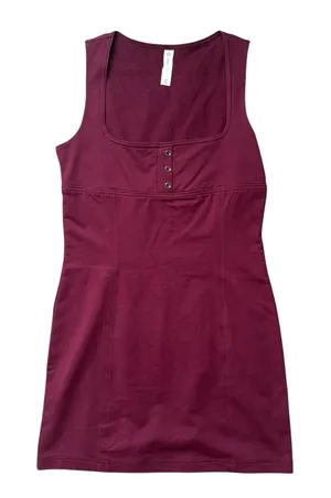 Anthropologie Daily‎ Practice Burgundy Slim Tank Mini Dress Square Neck Size XS thumbnail 1