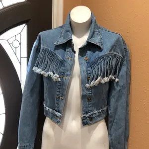Wild Honey blue denim fringe jacket thumbnail 3