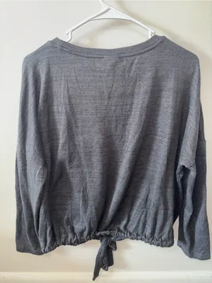 Secret Treasures Gray 'Weekends' Tie-Hem Long Sleeve Top thumbnail 2