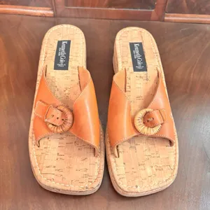 Kenneth Cole Cork Slide Sandals Brown‎ Leather Buckle Italy Womens Size 39/9 thumbnail 3