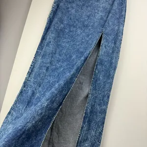 Judy Blue Denim Midi Maxi Skirt Sz 1XL Acid Wash Stretch High Slit A Line thumbnail 9