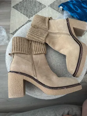 Steve Madden Cashmir Bootie Womens 9.5 Suede Knit Block New thumbnail 7