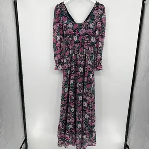 WAYF The Emery‎ Size Small Faux Wrap Long Sleeve Floral Maxi Dress V-Neck Ruffle thumbnail 5