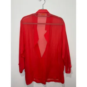 Victoria's Secret Gold Label Red Silk One Button Sheer Top Robe‎ Vintage OS thumbnail 2