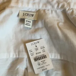 NWT JCrew White Linen Botton Blend Button Down Shirt l XXS l Sold Out thumbnail 2
