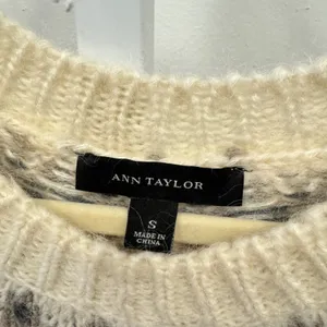 Ann Taylor Fair Isle Wool Mohair Blend Sweater Camel Grey White Small‎ thumbnail 8