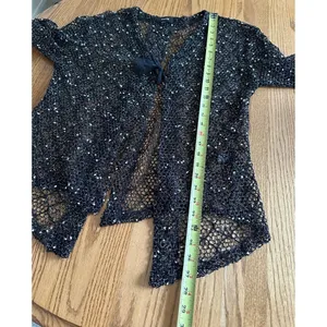 Kaktus Y2k Toggle Closure Lace Knit Open Front Cardigan Front Goth Fairy Sz XL thumbnail 9