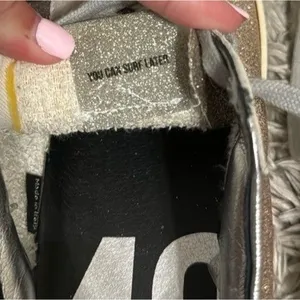 P448 Women's John Glitter Low Top Suede Sneakers‎ in Gold/Gray, Size 37 SPARKLE thumbnail 4