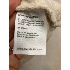 LIV Outdoor‎ Henley Sweatshirt Womens XS Cream Raw Hem Cotton Pullover Granola thumbnail 7