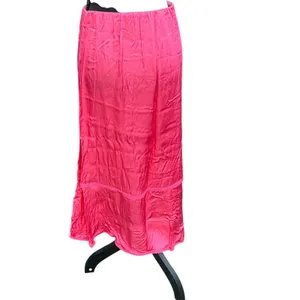 Aerie Hot Pink Satin Maxi Skirt Mermaid Ruffle Lace Trim Elastic Waist Small thumbnail 3