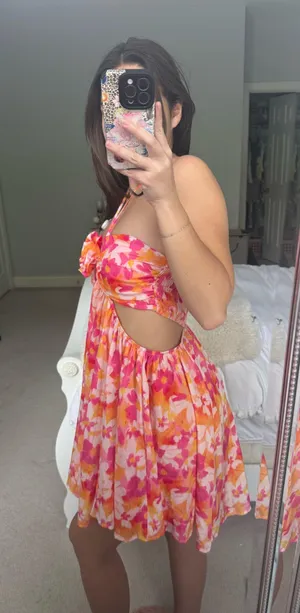 Boutique Floral sunset flowy dress thumbnail 4