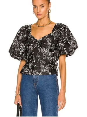 Jonathan Simkhai Taylor Wrap‎ Top Metallic Black Size 12 thumbnail 1