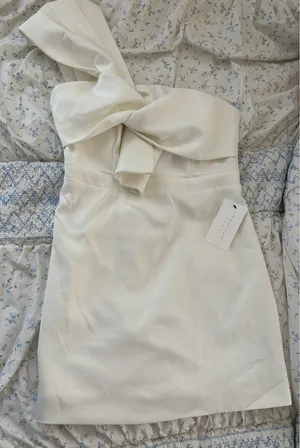 American Threads White Zola One-Shoulder Mini Dress thumbnail 2
