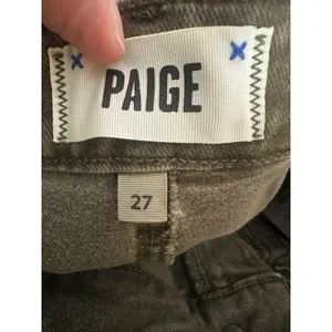 PAIGE Anessa High‎ Rise Wide Leg Cropped Jeans Vintage Bayou Green 27 Preppy thumbnail 4