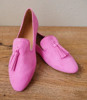 J. Crew Women's Size 10 Bright Pink Tassel Loafers Style Pointed Toe Flats thumbnail 1