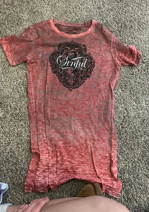 Sinful Affliction Tee red short sleeve size L thumbnail 1