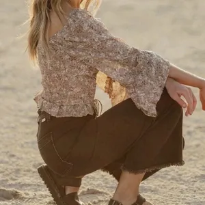 Altar’d State Floral Tan Top Size Small thumbnail 2