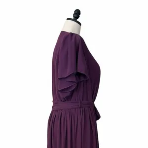 Baltic Born Maxi Dress 3XL Wrap V Neck Flutter Sleeve Belted Plum Purple Gown thumbnail 9