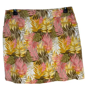 Coral Bay Womens Skort Tropical Leaf Print A-Line Pull‎ On Size L Shorts under thumbnail 8