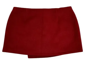 Abercrombie Y2K Low Rise Micro Mini Faux‎ Wrap Skirt Skort Large Red Wool Blend thumbnail 1