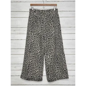 Pilcro Leopard Animal Print Wide Leg Pants Size 28 Petite High-Rise Cuffed Hem thumbnail 4