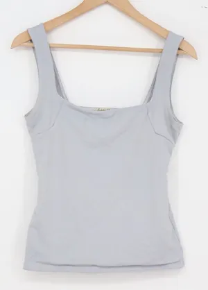 Intimately Free People Tank Top Womens M Square Neck Light Blue Stretch thumbnail 1