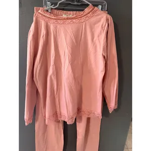 Rose Pink Cotton 2pc Pajama‎ Set Floral Lace Plus 1X Fairy Vintage Y2k Coquette thumbnail 4