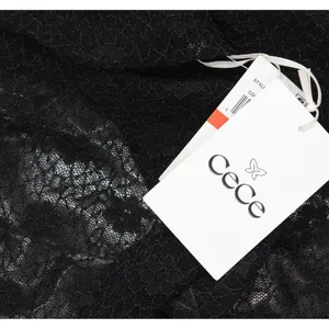 NWT Cece Womens Metallic Lace-Over Long-Sleeve Midi Dress Black XS thumbnail 7