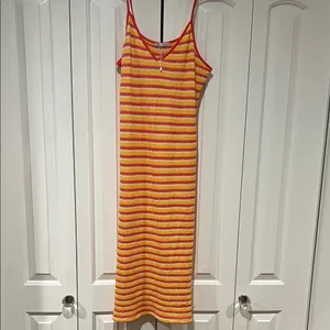 Zara | Striped Jacquard Crochet‎ Knit Midi Dress medium thumbnail 2