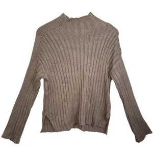 Abercrombie & Fitch Brown Ribbed Knit Long Sleeve Mock Neck Sweater Top Size S thumbnail 2