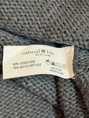Natural Life Navy Blue Open Knit Sweater M Oversized Boho Crochet Trim Boat Neck thumbnail 8