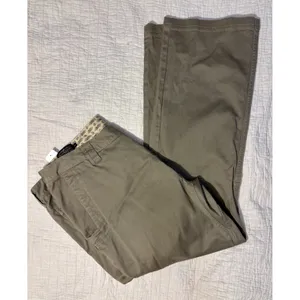 Prana Olive Green Linen Blend High Waisted Triple Button Crop Pants Size 8 thumbnail 8