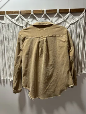Umgee Frayed Hem Utility Jacket in Tan thumbnail 6