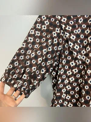 Sea Brown Abstract Mixed Print High Neck Ruffle Tiered Mini Dress Size 0 thumbnail 8