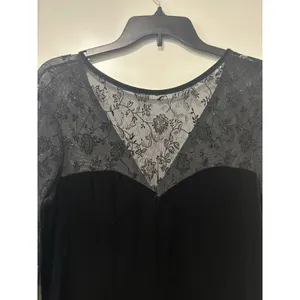 Vintage 90s Robbie Bee Black Velvet Maxi Dress Sheer Lace Gothic Glam Sz 10 thumbnail 2