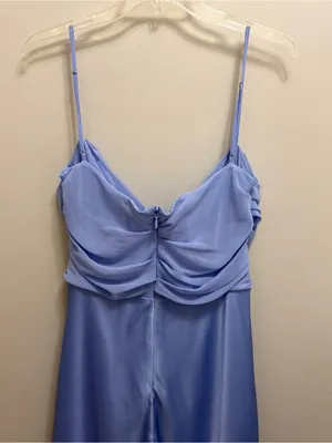 House of CB Teia Corset Midi Dress Georgette Satin Blue Size L thumbnail 6