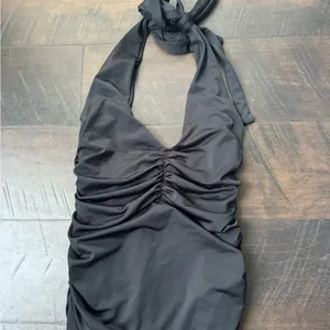 Ruched Black Halter Dress thumbnail 3