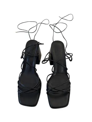 C LABEL Black Platform Laceup Sandals Heels Size 39 / 9 thumbnail 8
